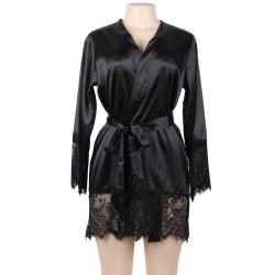 PEIGNOIR NOIR AVEC DENTELLE NOIR