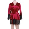 PEIGNOIR ROUGE AVEC DENTELLE NOIR
