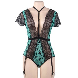 BODY  VERT ET NOIR DENTELLE