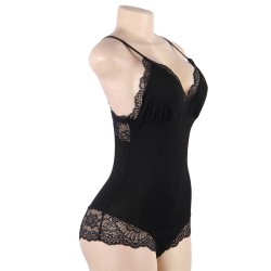 BODY NOIR EFFET SHORTY DENTELLE