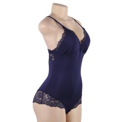 BODY BLEU MARINE EFFET SHORTY DENTELLE