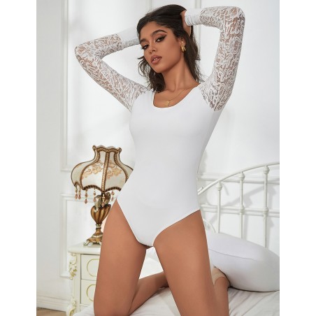 BODY BLANC MANCHE LONGUE EN DENTELLE