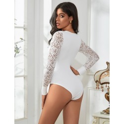 BODY BLANC MANCHE LONGUE EN DENTELLE