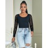 BODY NOIR MANCHE LONGUE EN DENTELLE