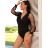 BODY NOIR MANCHE TRANSPARENTE A POIS