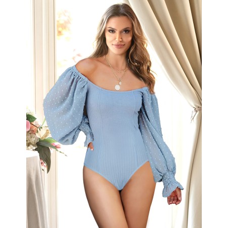 BODY BLEU MANCHE BOUFFANTE
