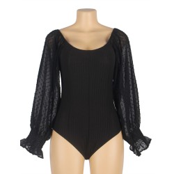 BODY NOIR MANCHE BOUFFANTE