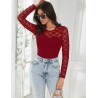 BODY ROUGE MANCHE LONGUE DENTELLE