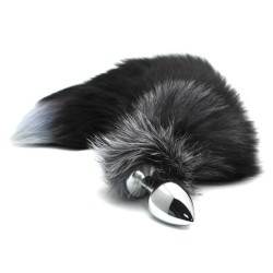 BLACK & WHITE FOX TAIL L