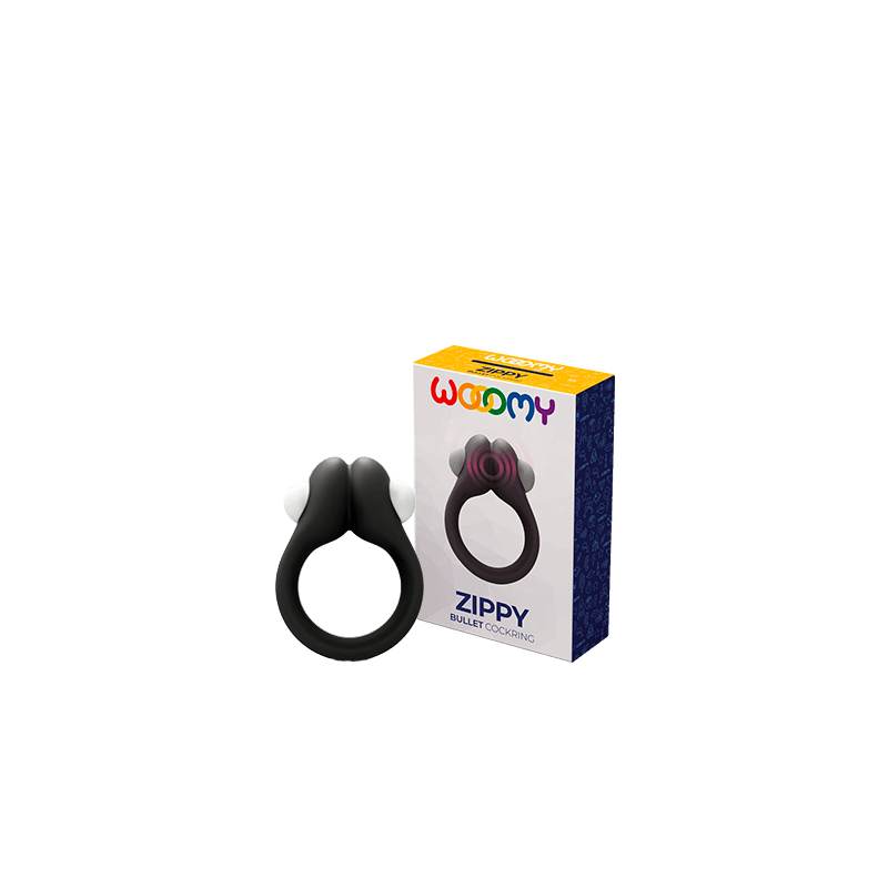 ZIPPY VIBRATING RING WITH BULLET - BLACK